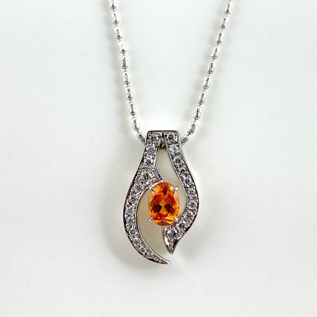 Pt スペサルティンガーネット ネックレス 1.69ct - 通販