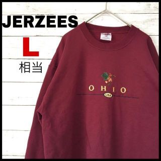 a03 希少 JERZEES USA製 地名ロゴ 総刺繍 葉っぱ スウェット(スウェット)