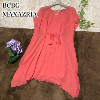 ビーシービージーマックスアズリア(BCBGMAXAZRIA)のUSA製♡BCBG MAXAZRIA シアー ドレスワンピース ピンク(ひざ丈ワンピース)