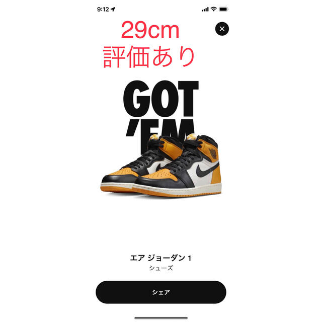 aj1 Nike Air Jordan 1 High OG Taxi 29cm
