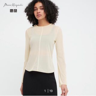 ユニクロ(UNIQLO)のシアークルーネックTシャツ　マメクロ(Tシャツ(長袖/七分))