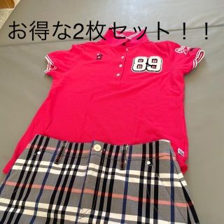 パーリーゲイツ(PEARLY GATES)の上のシャツ！可愛いパーリーゲイツ2枚セット！濃紺とピンク！美品！(ポロシャツ)