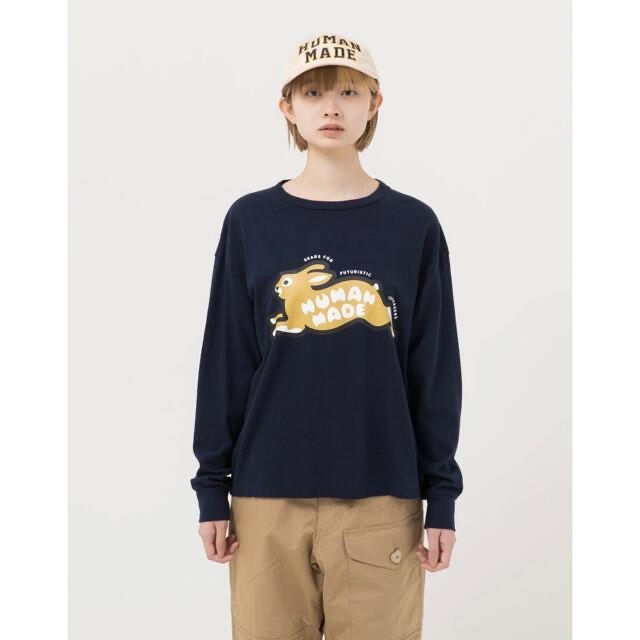 HUMAN MADE(ヒューマンメイド)のHUMAN MADE  RABBIT L/S T-SHIRT NAVY XL メンズのトップス(Tシャツ/カットソー(七分/長袖))の商品写真