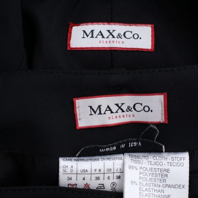 Max & Co.(マックスアンドコー)のマックス&コー セットアップ スーツ 上下 ジャケット タイトスカート S 黒 レディースのフォーマル/ドレス(スーツ)の商品写真