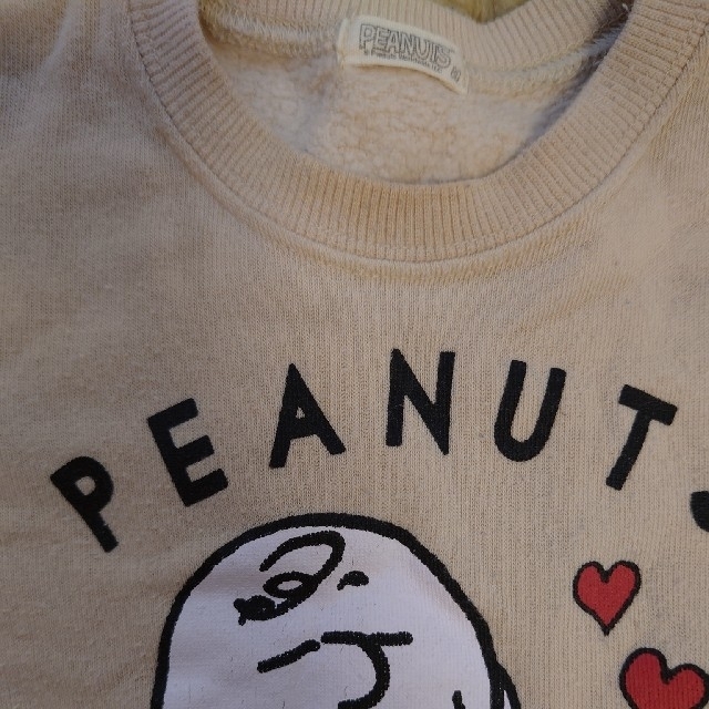 PEANUTS(ピーナッツ)のPEANUTS ピーナツ☆SNOOPY×チャーリーブラウン裏起毛トレーナー キッズ/ベビー/マタニティのベビー服(~85cm)(トレーナー)の商品写真