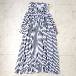 シンプリシテェ(Simplicite)の完売品　21ss  シンプリシテェ　ストライプ　ロングシャツワンピース　白×青(ロングワンピース/マキシワンピース)