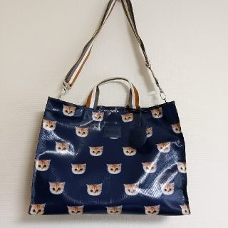 ポール&ジョーシスター(PAUL & JOE SISTER)の【美品】ポールアンドジョーシスター　猫柄　ネイビー　トートバッグ(トートバッグ)