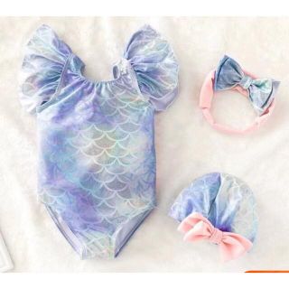 キッズ水着セット　人魚姫水着　100 新品(水着)