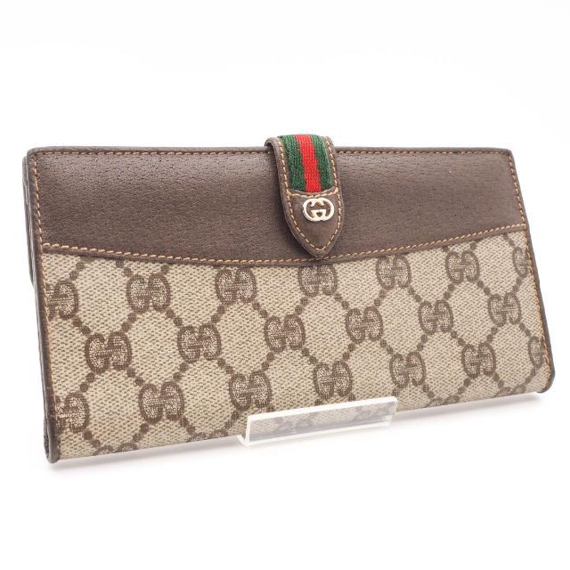 安い爆買い Gucci - 《希少》GUCCI 長財布 ダークブラウン GG柄 シマ