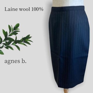 アニエスベー(agnes b.)の【LAINE WOOL100％◎】　アニエスベー　ストライプタイトスカート　清楚(ひざ丈スカート)