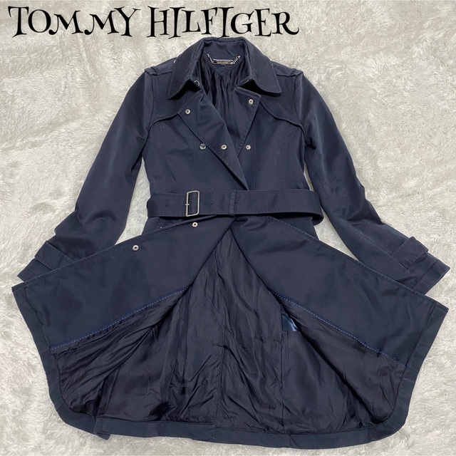 TOMMY HILFIGER(トミーヒルフィガー)のTOMMY HILFIGER トミーヒルフィガー ☆ トレンチコート ネイビー レディースのジャケット/アウター(トレンチコート)の商品写真