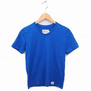 アズールバイマウジー(AZUL by moussy)のアズールバイマウジー Tシャツ カットソー Vネック 半袖 XS 青(Tシャツ(半袖/袖なし))