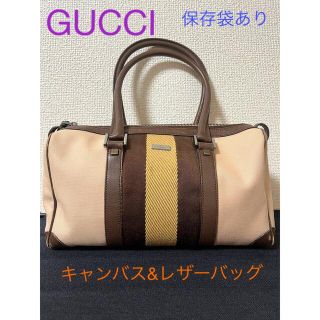 グッチ(Gucci)のお値下げ☆グッチ■ミニボストン 正規品GGキャンバス×レザー シリアル番号有 (ハンドバッグ)