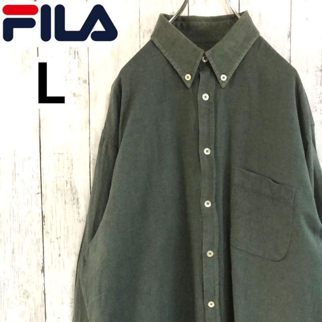 FILA(フィラ)のFILA フィラ コットン長袖シャツ 薄手 秋冬 アースカラー オーバーサイズ メンズのトップス(シャツ)の商品写真