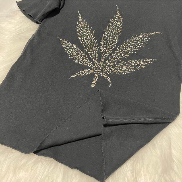 本物 ルシアンペラフィネ フロントヘンプ スタッズ 装飾 半袖 Tシャツ S 黒