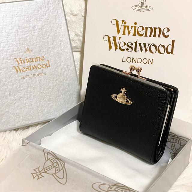 セール中❣️新品ヴィヴィアンVivienne Westwoodがま口二つ折り財布黒