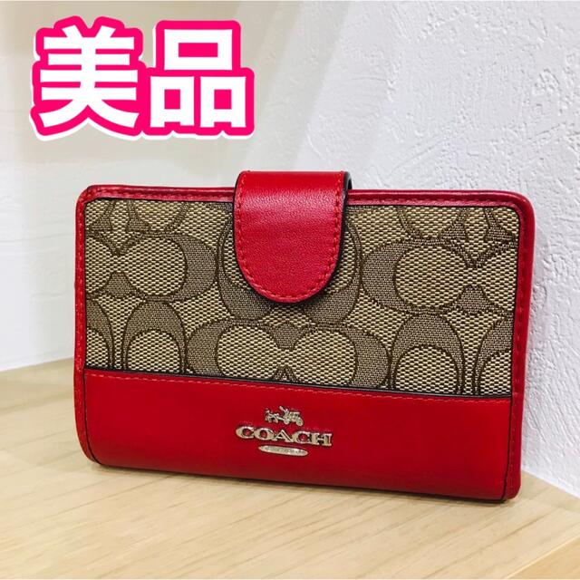 COACH コーチ 二つ折り財布 レッド財布