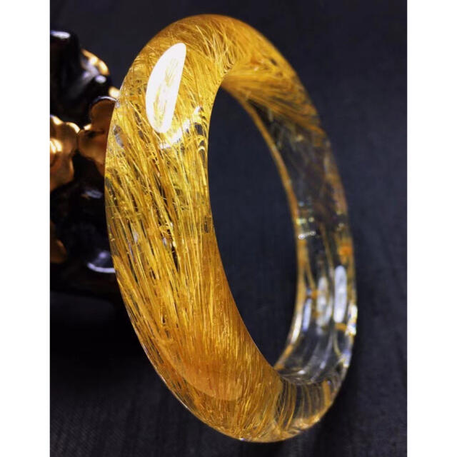 レディース ⭐︎天然銅色ゴールドルチルクオーツ バングル 54mmの通販