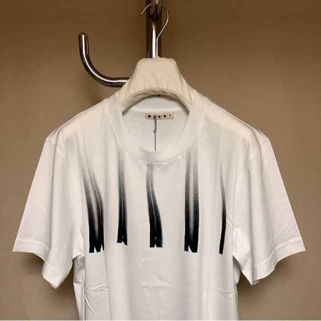 新品 50 21aw MARNI にじみロゴ Tシャツ 白 2312