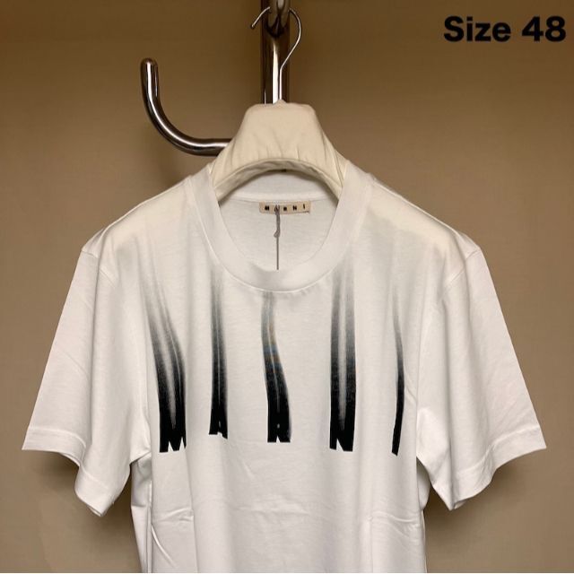 新品 48 21aw MARNI にじみロゴ Tシャツ 白 2313