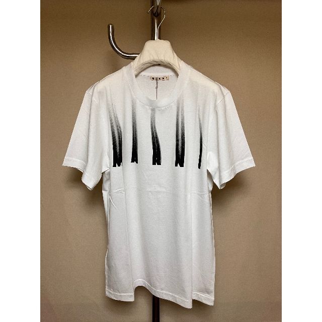 新品 48 21aw MARNI にじみロゴ Tシャツ 白 2313トップス