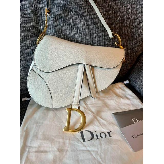 50%OFF】 Dior - ディオールホワイトサドルバッグ ショルダーバッグ