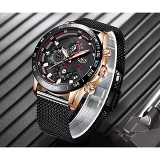【1点限り】海外限定品メンズ 高級腕時計 人気のLIGE ゴールドブラック(腕時計(アナログ))