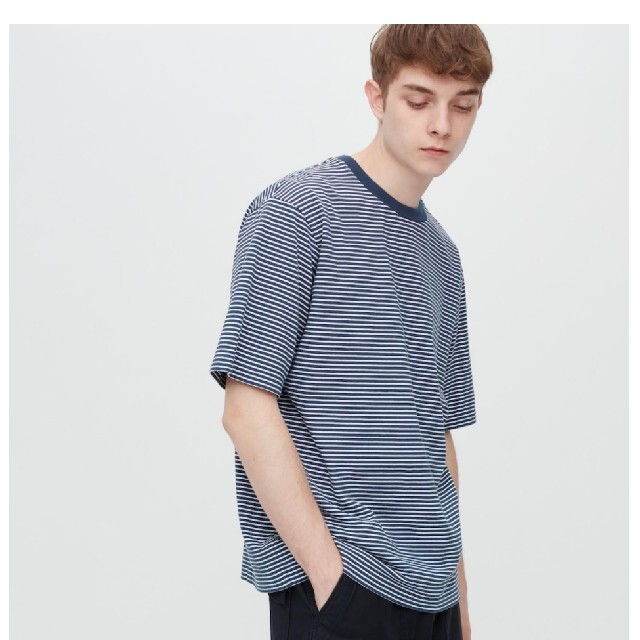 UNIQLO(ユニクロ)のUNIQLO　オーバーサイズボーダーTシャツ(五分袖) メンズのトップス(Tシャツ/カットソー(半袖/袖なし))の商品写真