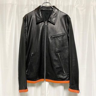 コムデギャルソン(COMME des GARCONS)の希少 "AD1999" コムデギャルソンオム パンチングレザージャケット 黒美品(レザージャケット)