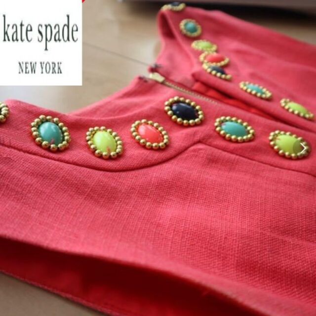 Ameri VINTAGE(アメリヴィンテージ)の入荷待kate spade NEW YORK　ビジューノースリーブ　中村アン着 レディースのワンピース(ひざ丈ワンピース)の商品写真