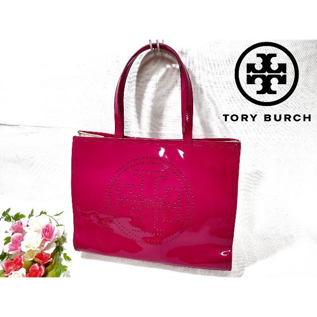 Tory Burch(トリーバーチ)の【美品】TORY BURCH トリーバーチ パテントレザー トートバッグ ピンク レディースのバッグ(ショルダーバッグ)の商品写真