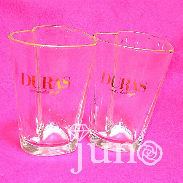 DURAS(デュラス)のDURAS クリア ゴールド ハート グラス 2個セット デュラス インテリア/住まい/日用品のキッチン/食器(グラス/カップ)の商品写真