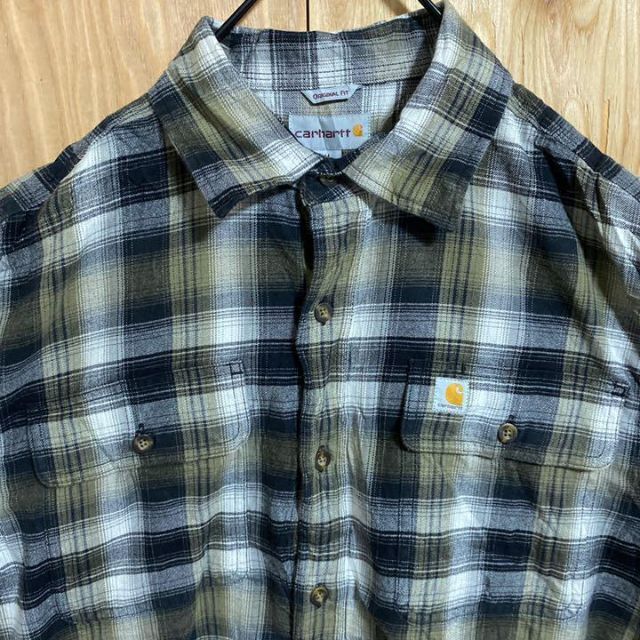 カーハート USA古着 90s アメカジ チェック柄 長袖 シャツ ロゴ メンズ カーハート USA古着 90s アメカジ チェック柄 長袖 シャツ ロゴ メンズ