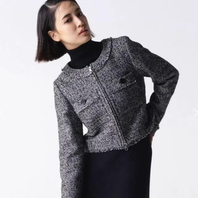 SNIDEL(スナイデル)のNEROLI 藤井夏恋　W zip tweed short jacket レディースのジャケット/アウター(ノーカラージャケット)の商品写真