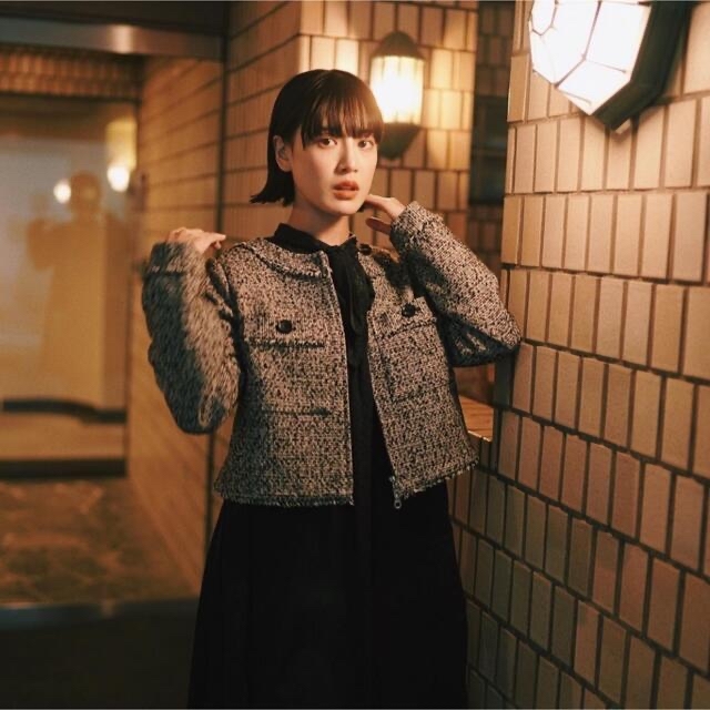 NEROLI 藤井夏恋　W zip tweed short jacket