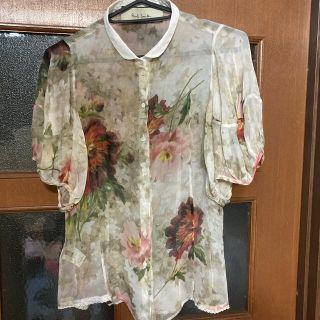 ポールスミス(Paul Smith)の【ポール・スミス】シースルー　ボタニカル　花柄　シルクブラウス(シャツ/ブラウス(半袖/袖なし))