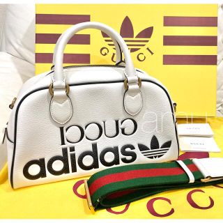 グッチ(Gucci)のadidas Gucci ミニ ダッフルバッグ ボストンバッグ 白　ホワイト(ボストンバッグ)