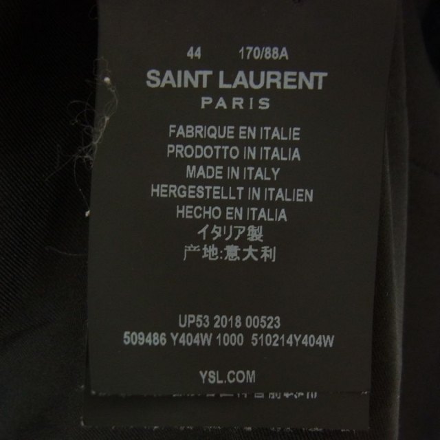 Saint Laurent(サンローラン)のSAINT LAURENT サンローラン 18AW 509486 Y404W ウール 2B テーラード ジャケット ブラック系 44【中古】 メンズのジャケット/アウター(テーラードジャケット)の商品写真