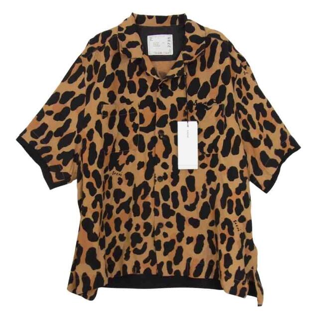 Sacai サカイ 22SS  22-02795M Leopard Print Bowling Shirt レオパード プリント ボウリング シャツ ブラウン系 1【極上美品】