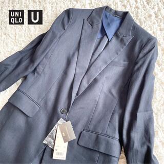 ユニクロ(UNIQLO)の【新品タグ付】UNIQLO ユニクロ 麻 リネン ジャケット ネイビー サイズM(テーラードジャケット)