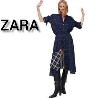 ザラ(ZARA)のZARA　オーバーサイズ シャツワンピース(ロングワンピース/マキシワンピース)
