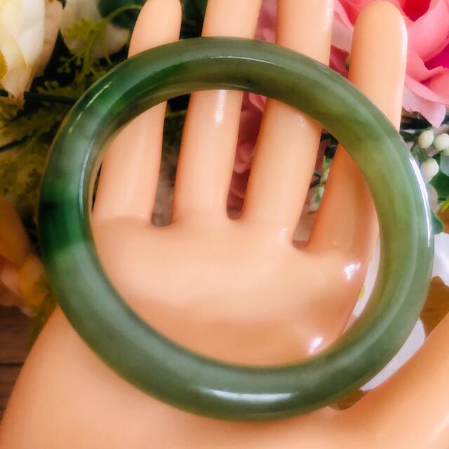 稀少絶品】未処理翡翠軟玉(ネフライト)和田玉HetianJadeバングル#57