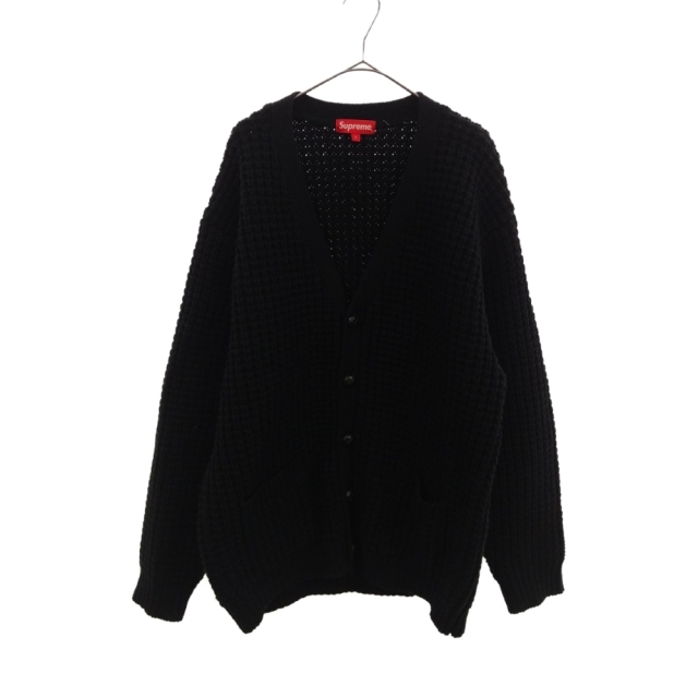 L備考SUPREME シュプリーム 21AW waffle knit cardigan ワッフルキルトカーディガン ブラック