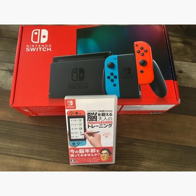 Nintendo Switch(ニンテンドースイッチ)の脳トレとセットで。Nintendo Switch ネオンブルー/(R) ネオ エンタメ/ホビーのゲームソフト/ゲーム機本体(家庭用ゲーム機本体)の商品写真