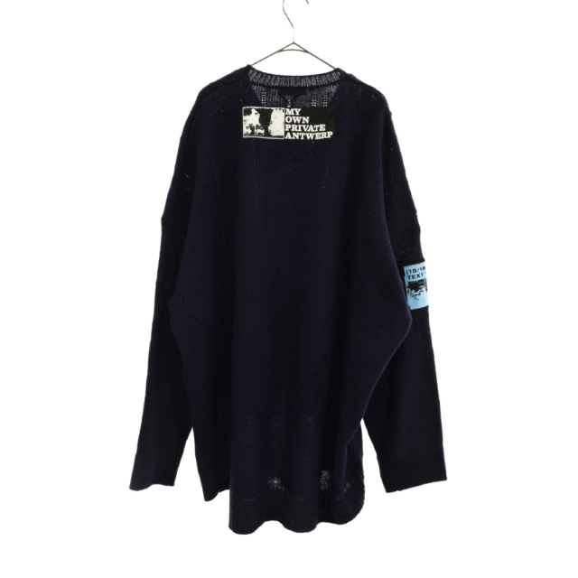 RAF SIMONS ラフシモンズ 20SS OVERSIZE ROUNDNECK SWEATER WITH PATCHES オーバーサイズ  ラウンドネック パッチ ニット セーター ネイビー 201-834-50010-00044