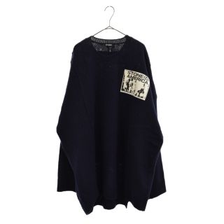 RAF SIMONS ラフシモンズ 20SS OVERSIZE ROUNDNECK SWEATER WITH PATCHES オーバーサイズ ラウンドネック パッチ ニット セーター ネイビー 201-834-50010-00044