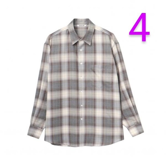 トップスAURALEE SUPER LIGHT WOOL CHECK SHIRTS