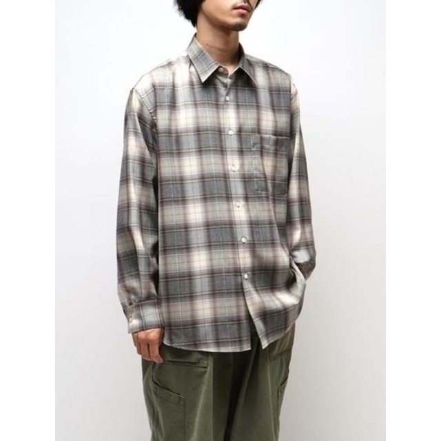 AURALEE SUPER LIGHT WOOL CHECK SHIRTS