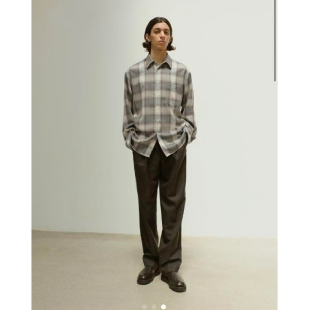 AURALEE SUPER LIGHT WOOL CHECK SHIRTS