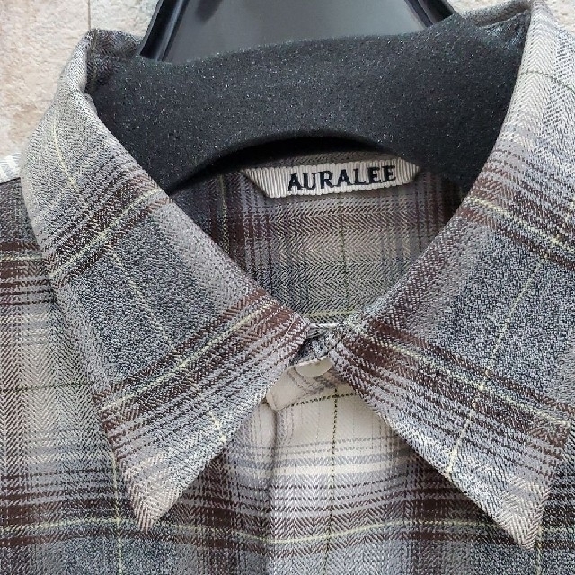 AURALEE SUPER LIGHT WOOL CHECK SHIRTS